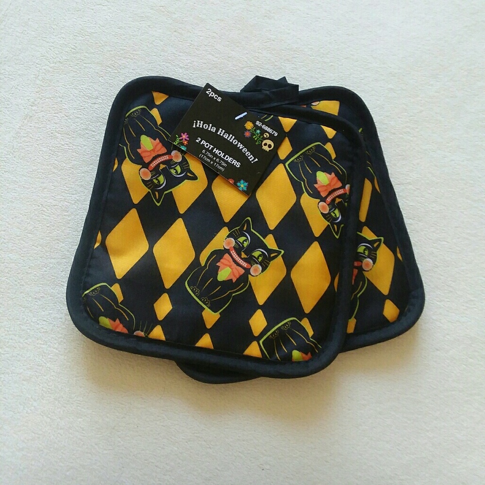 New Set of 2 Cat Kitsch Rockabilly Potholders